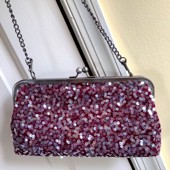 Patricia Nash Potenaz Frame Bag Payettes Burgundy - Picture 1 of 15